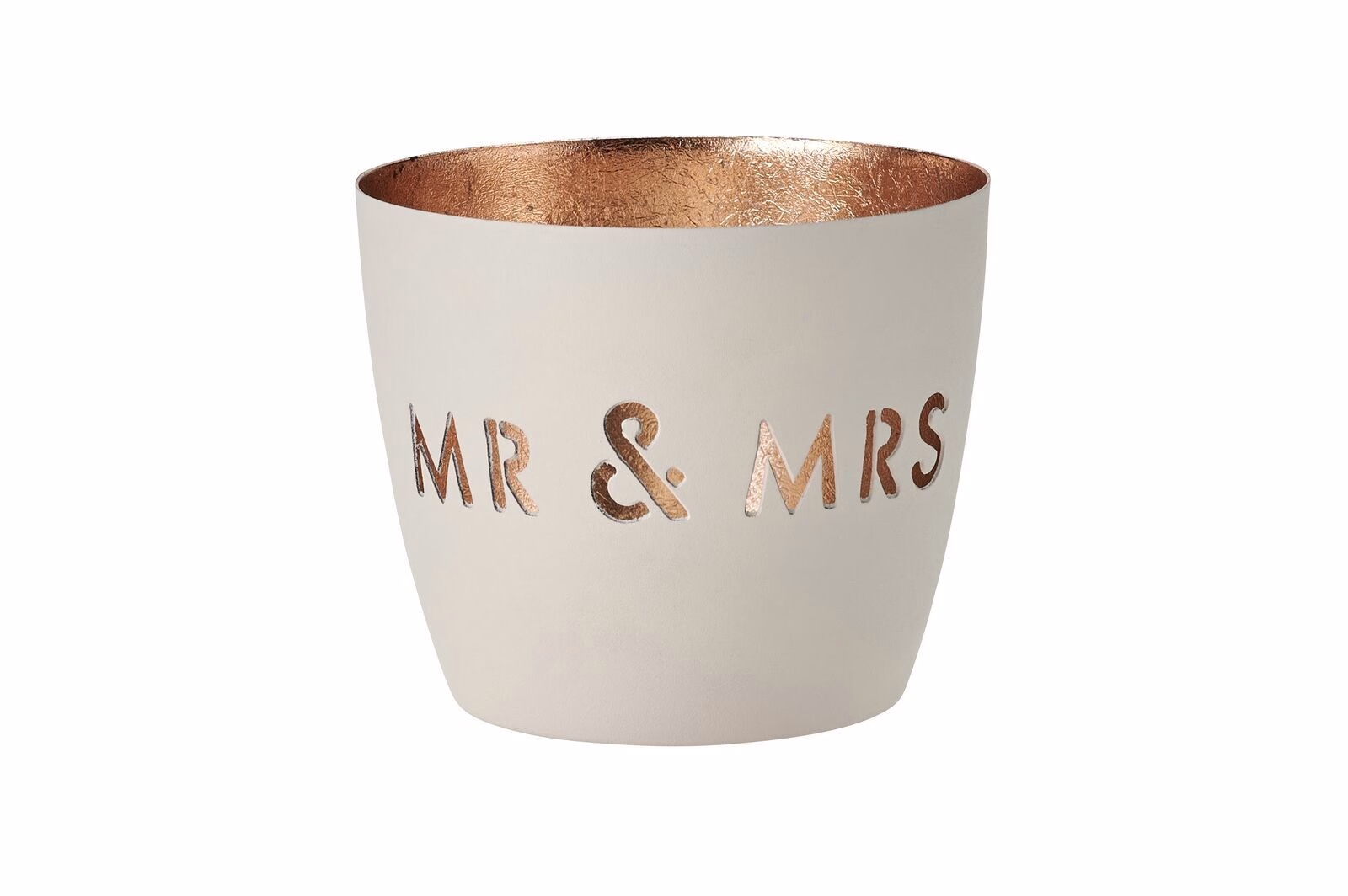 1063204001yriy70CLMgRyR Madras Windlicht M "Mr & Mrs" weiß/gold