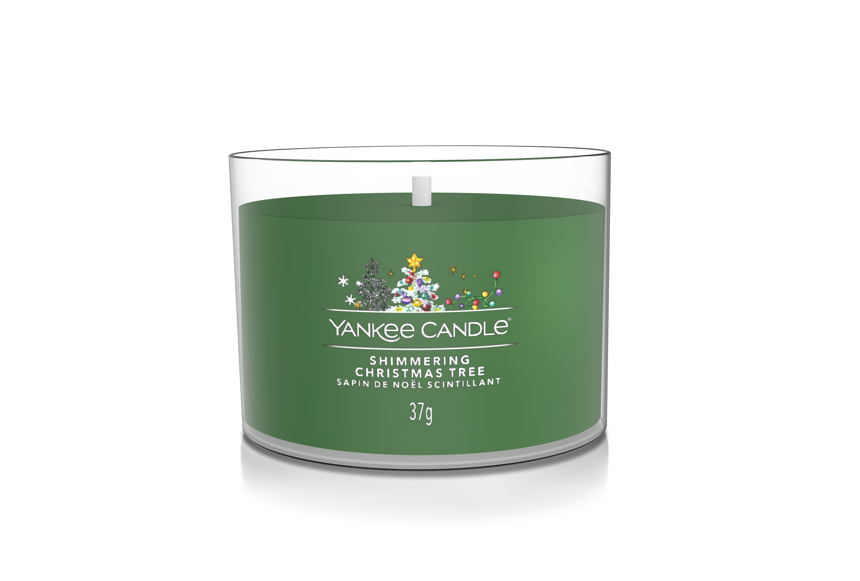 Shimmering Christmas Tree 37g Glasvotivkerze