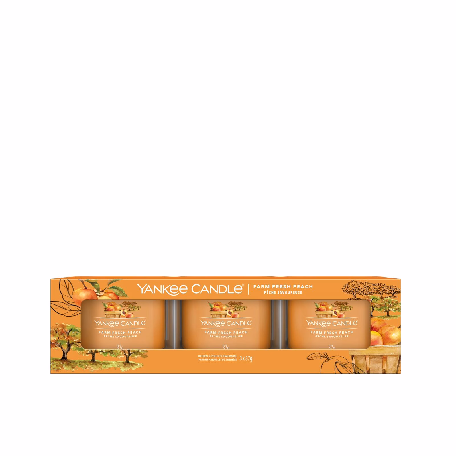 Farm Fresh Peach 37g Glasvotivkerze 3er Pack
