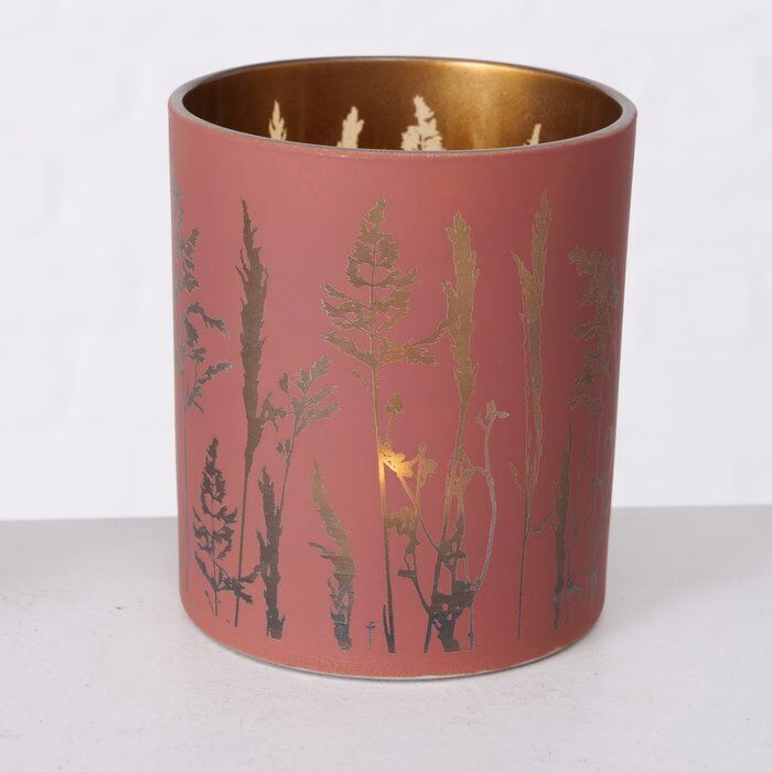Windlicht Gräser 10cm rot
