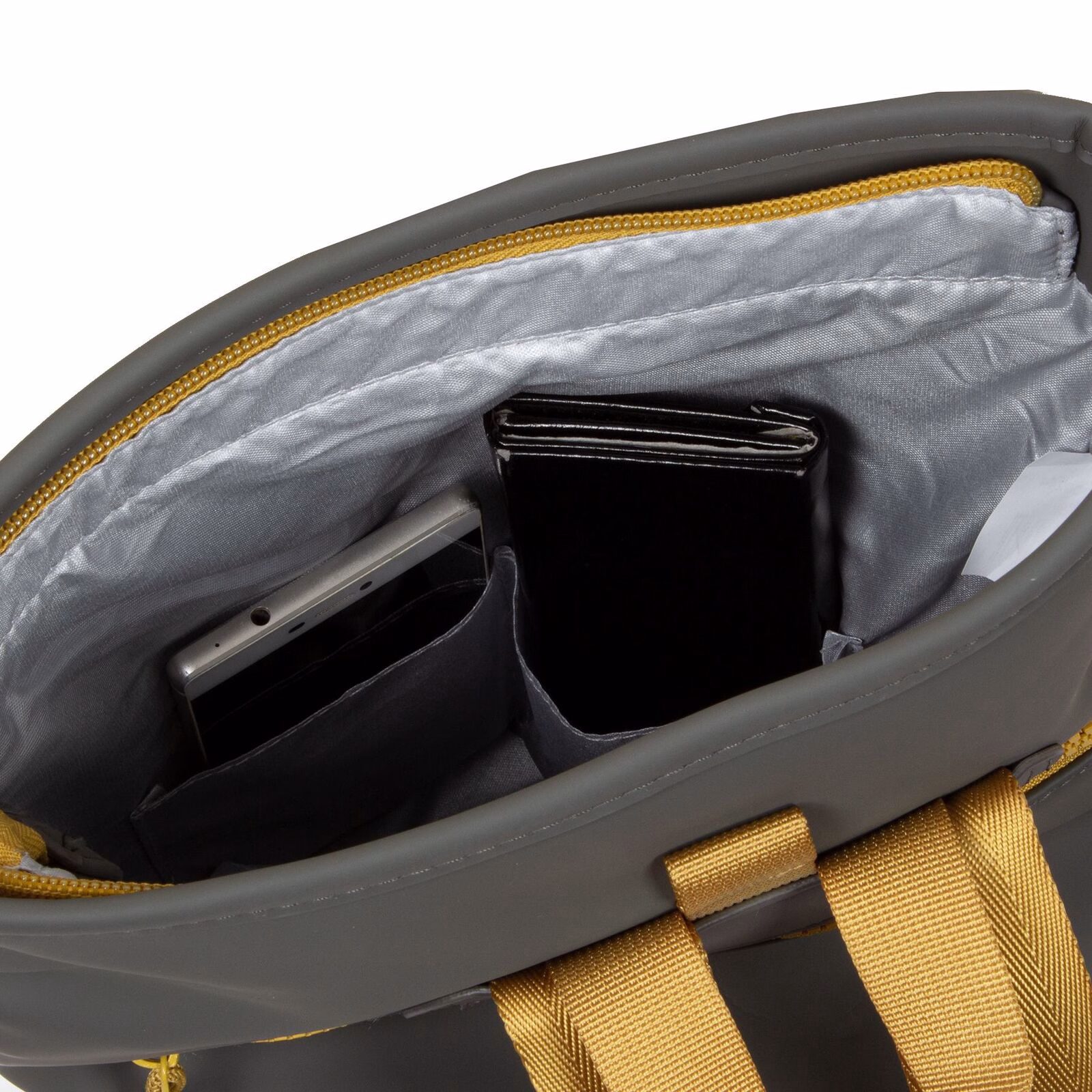 Tim - Los Angeles Rolltop Mini Rucksack anthrazit/ocker