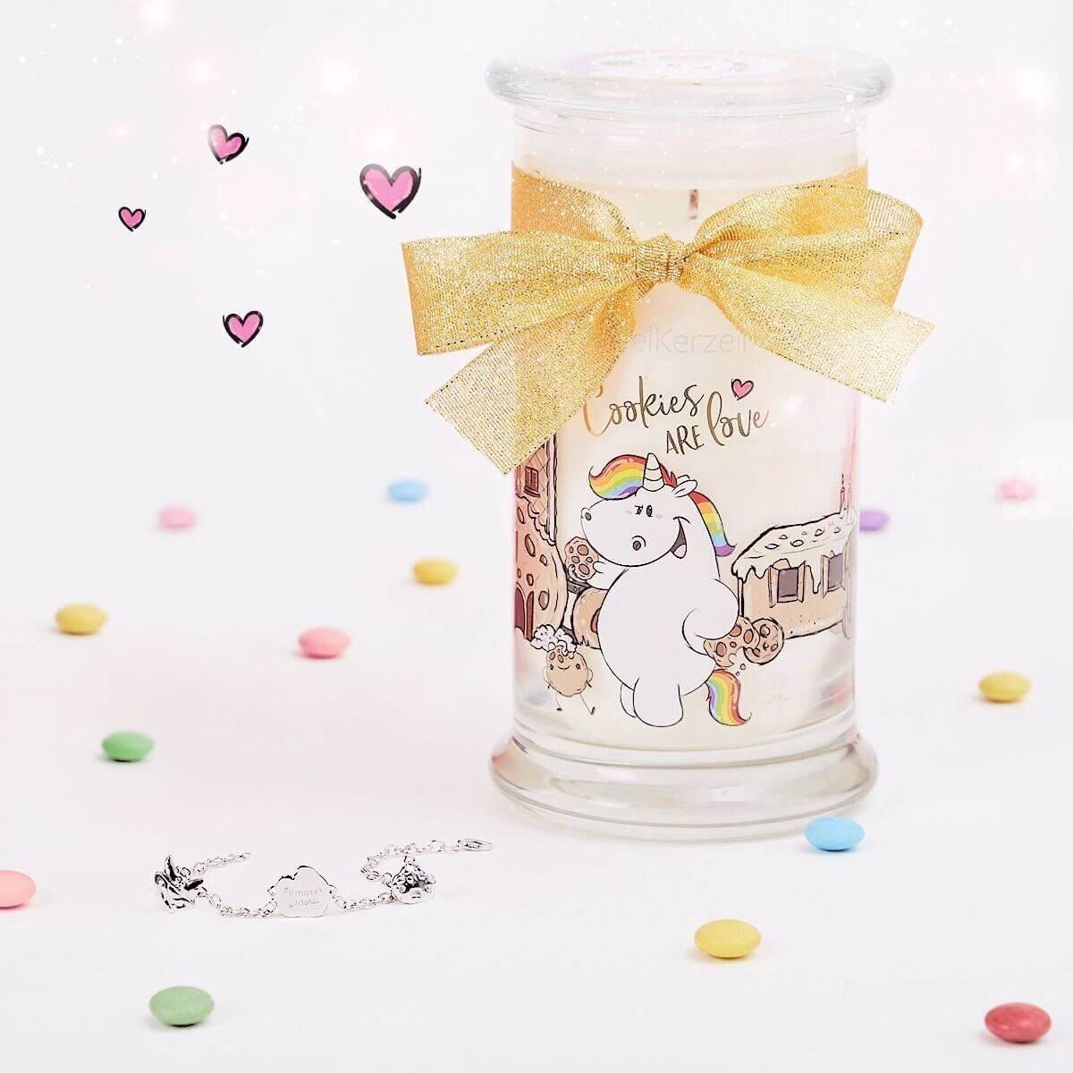Duftkerze-mit-Charm-Armband-pummeleinhorn-juwelkerze-3 Pummeleinhorn Cookies are Love (Armband) 380g