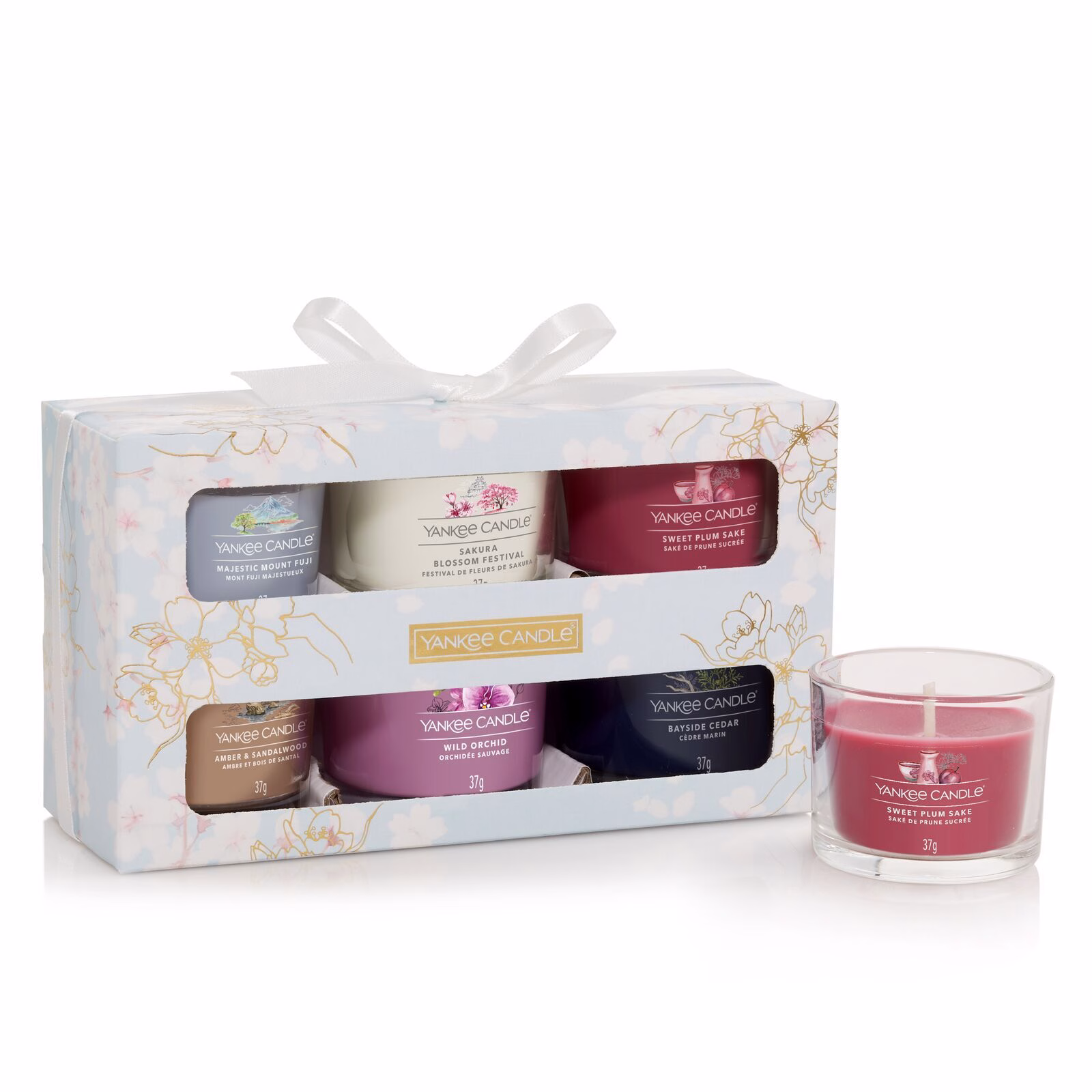 6 Glasvotivkerzen à 37g Geschenkset Sakura Blossom Festival