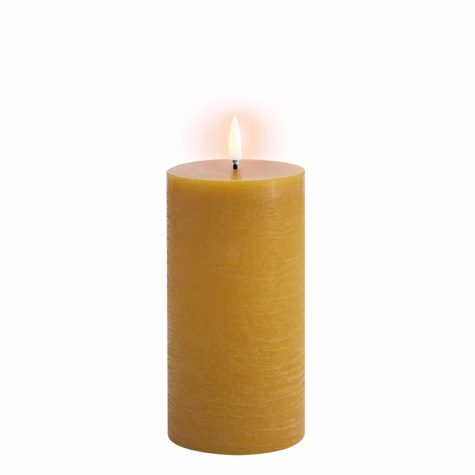 Uyuni LED Stumpenkerze 7,8x15cm rustic curry yellow