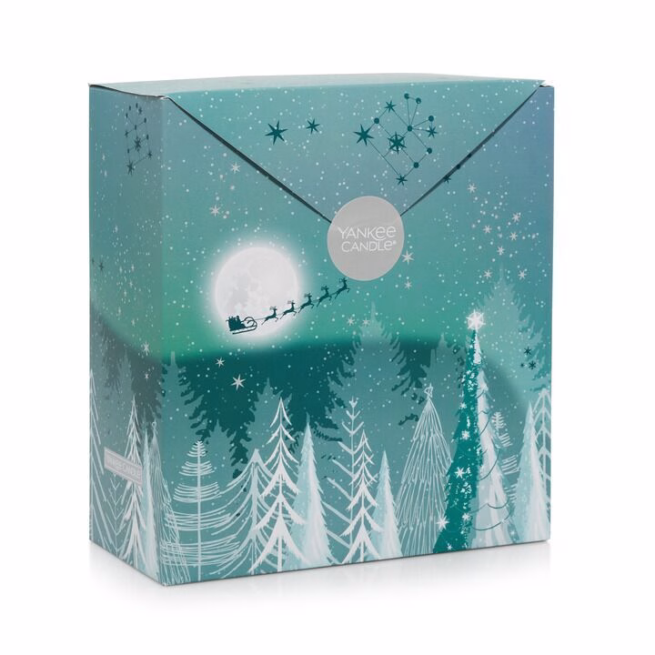 3 Glasvotivkerzen & kleiner Tumbler Geschenkset Weihnachten Bright Lights