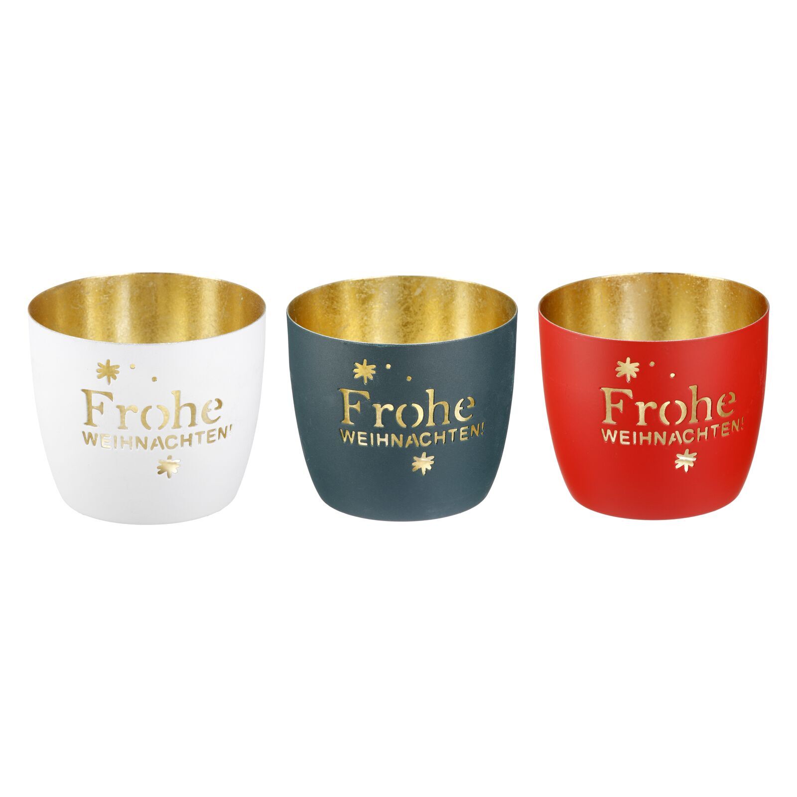 Windlicht Frohe Weihnachten Metall weiß 9cm Pokal, Schüssel, Suppenschüssel