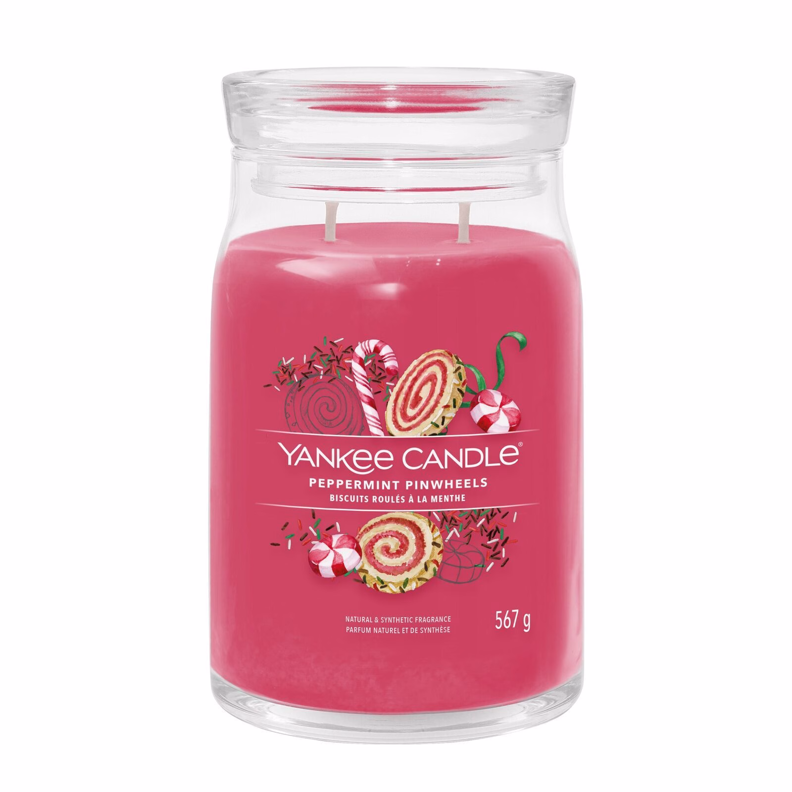Peppermint Pinwheels Signature Jar 567g 2-Docht