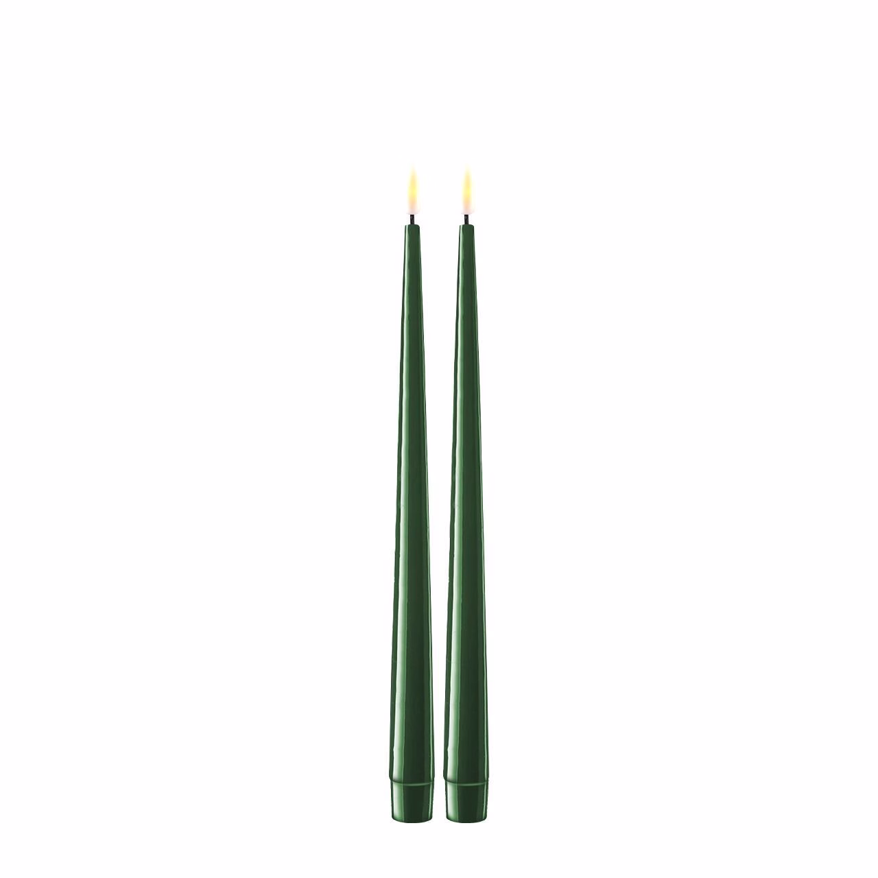 RF-K-0029 Stabkerze mit Lack LED 28 cm dunkelgrün 2 Stück