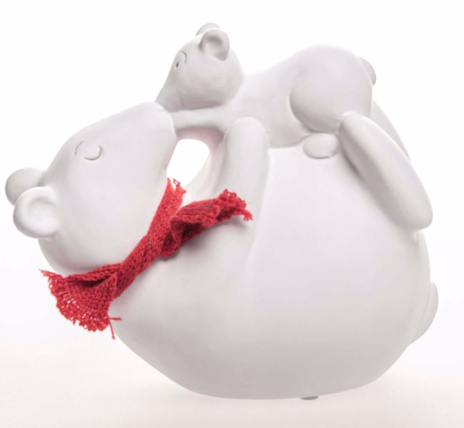Eisbaer-liegend-mit-Schal Eisbär mit Schal liegend 19cm