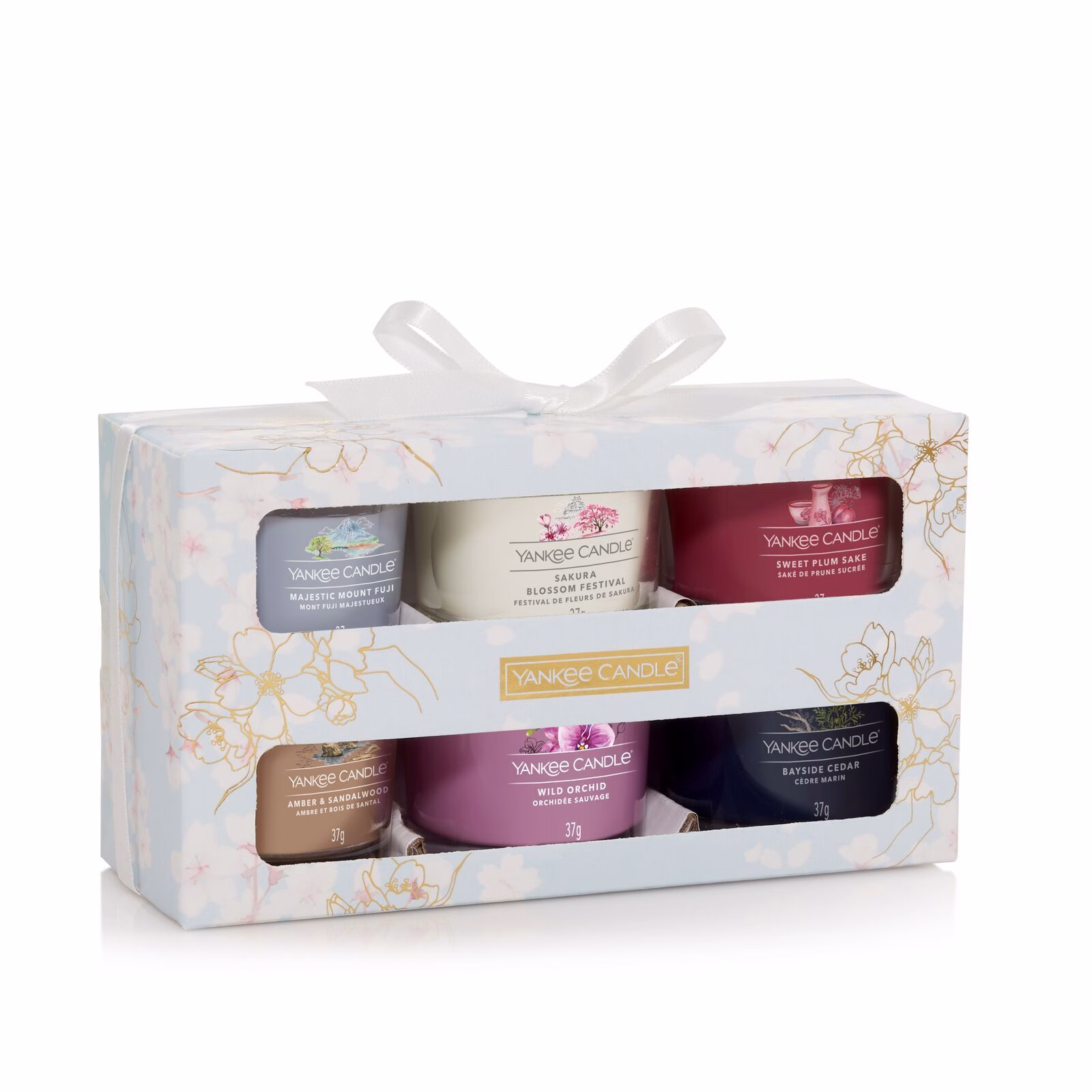 Filled-Votive-Giftset-x-6_Light-Blue 6 Glasvotivkerzen à 37g Geschenkset Sakura Blossom Festival