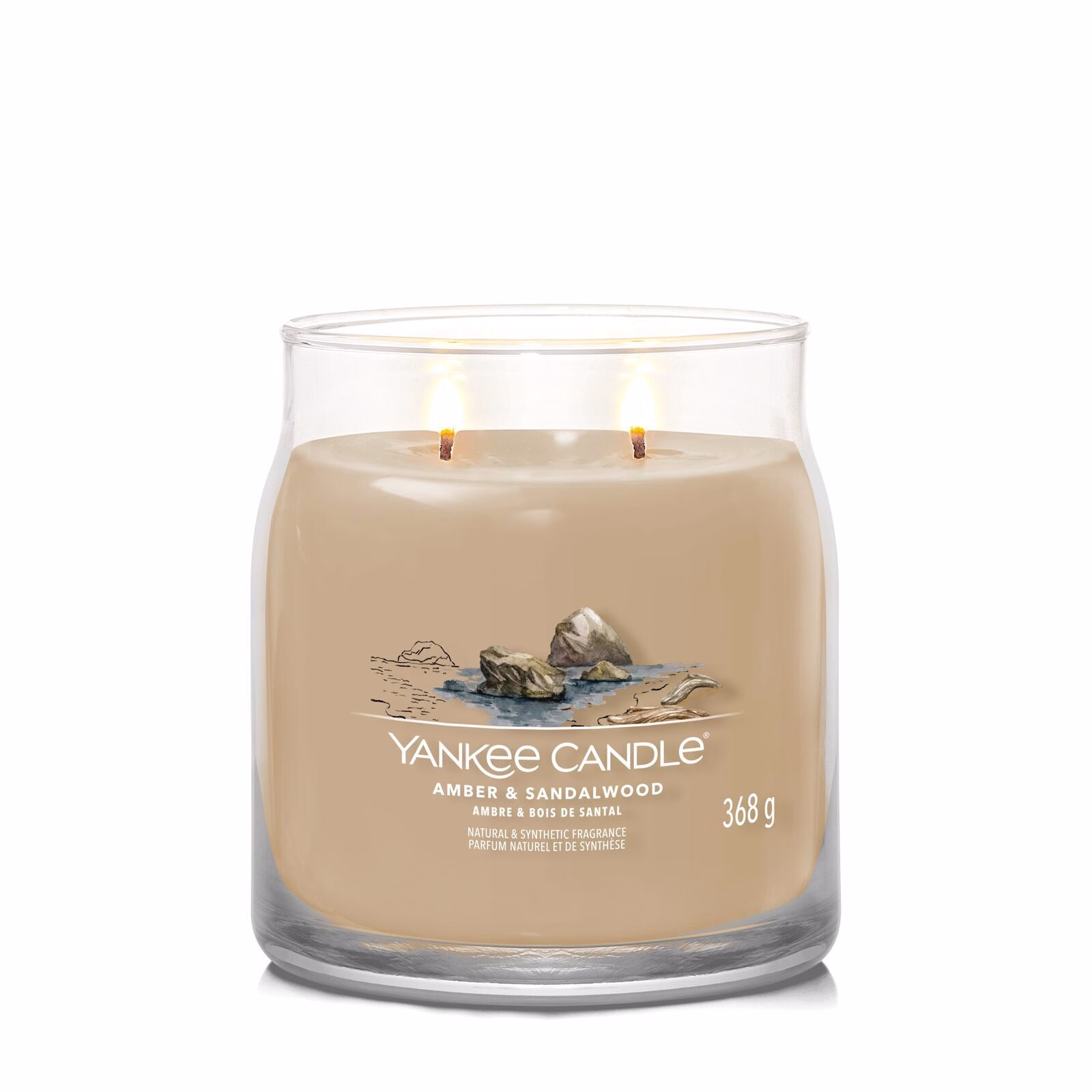 Amber & Sandalwood Signature Medium Jar 368g 2-Docht