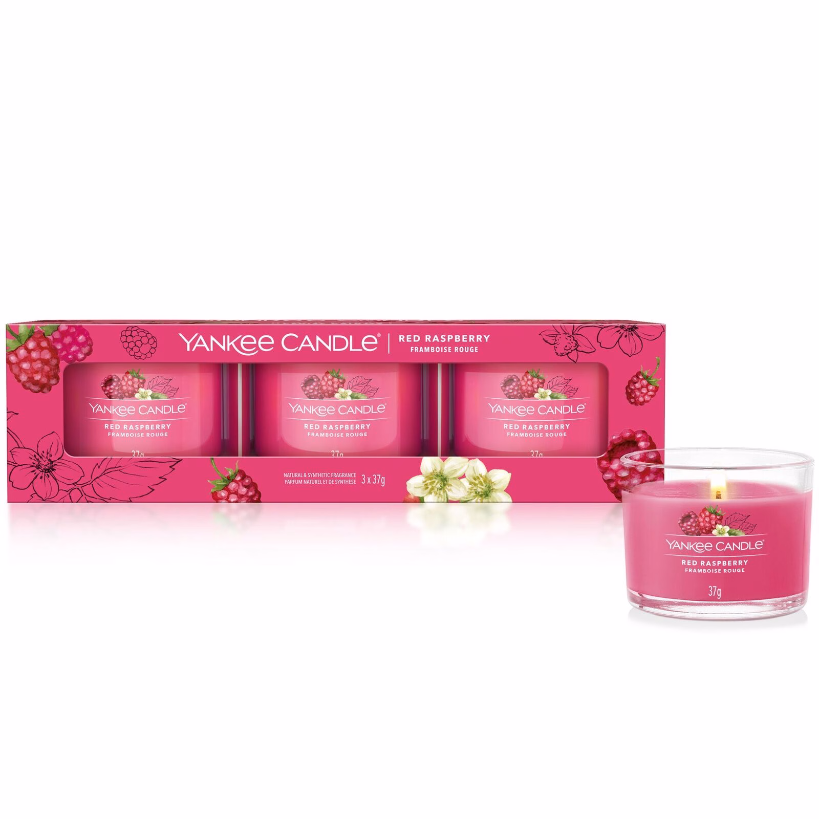 yankee_candle_filled_votive_1701415E_01 Red Raspberry 37g Glasvotivkerze 3er Pack