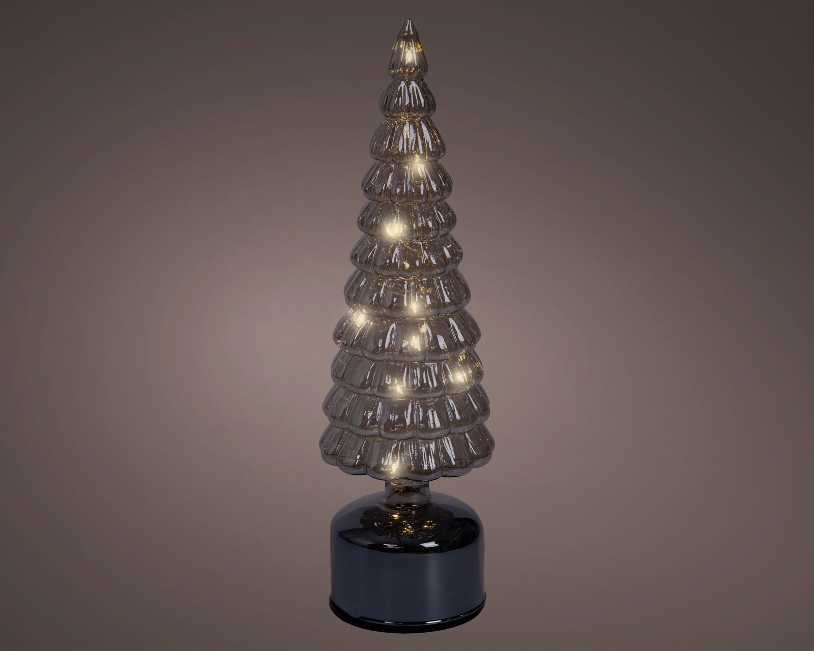 Dekoobjekt Weihnachtsbaum Glas LED 37cm Grau Lampe