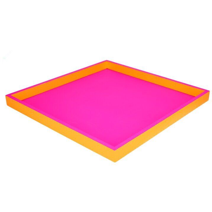 Deko Tablett Neo zweifarbig quadratisch neon pink/neon orange Tablett