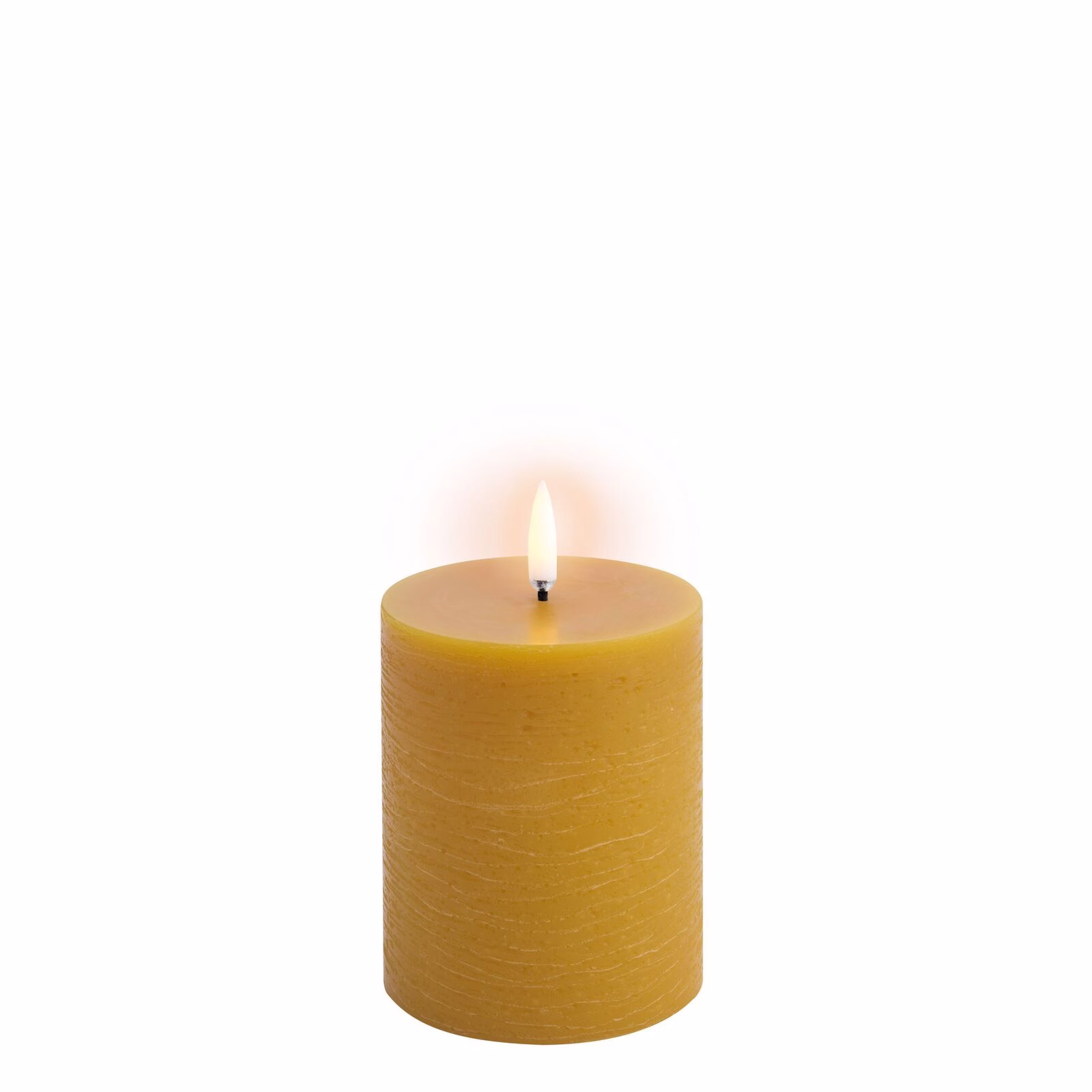 Uyuni LED Stumpenkerze 7,8x10cm rustic curry yellow