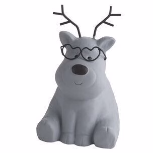 Nerdy Rentier mit Brille grau