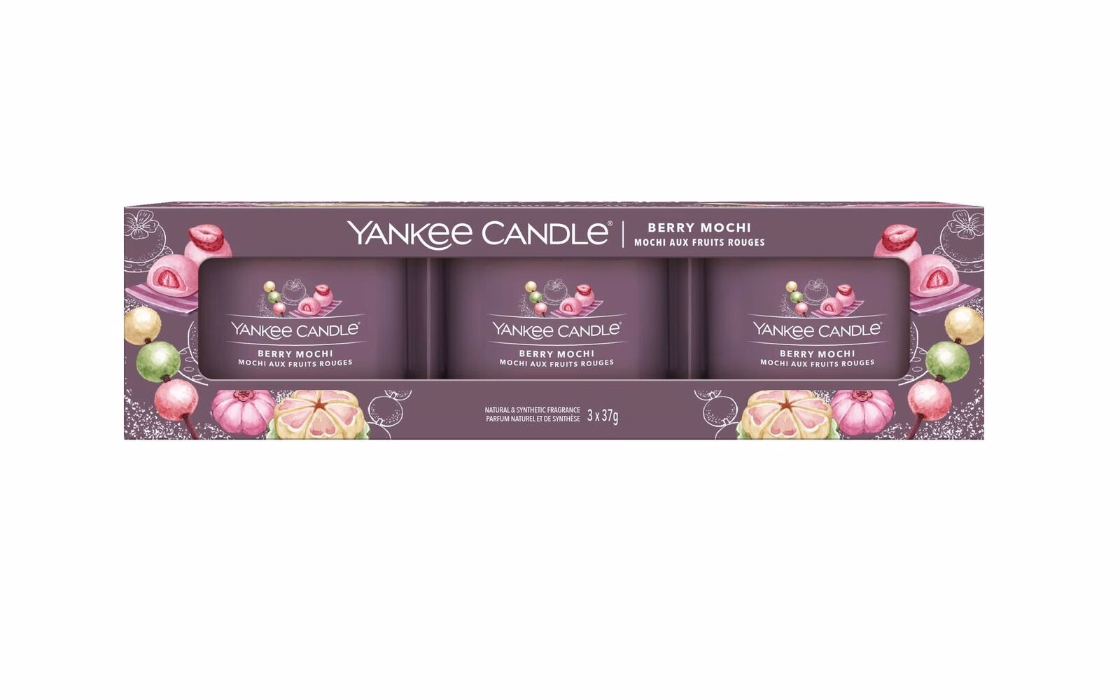 Signature-Filled-Votive_3-Pack_Berry-Mochi Berry Mochi 37g Glasvotivkerze 3er Pack
