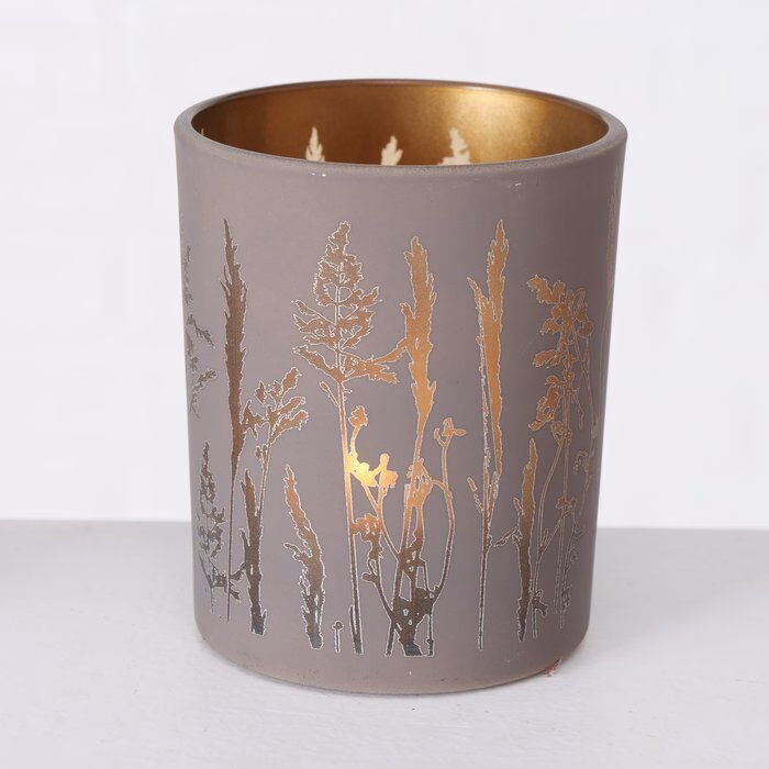 Windlicht Gräser 8cm grau