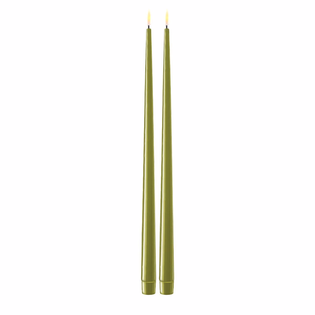 RF-K-0014 Stabkerze mit Lack LED 38 cm oliv 2 Stück