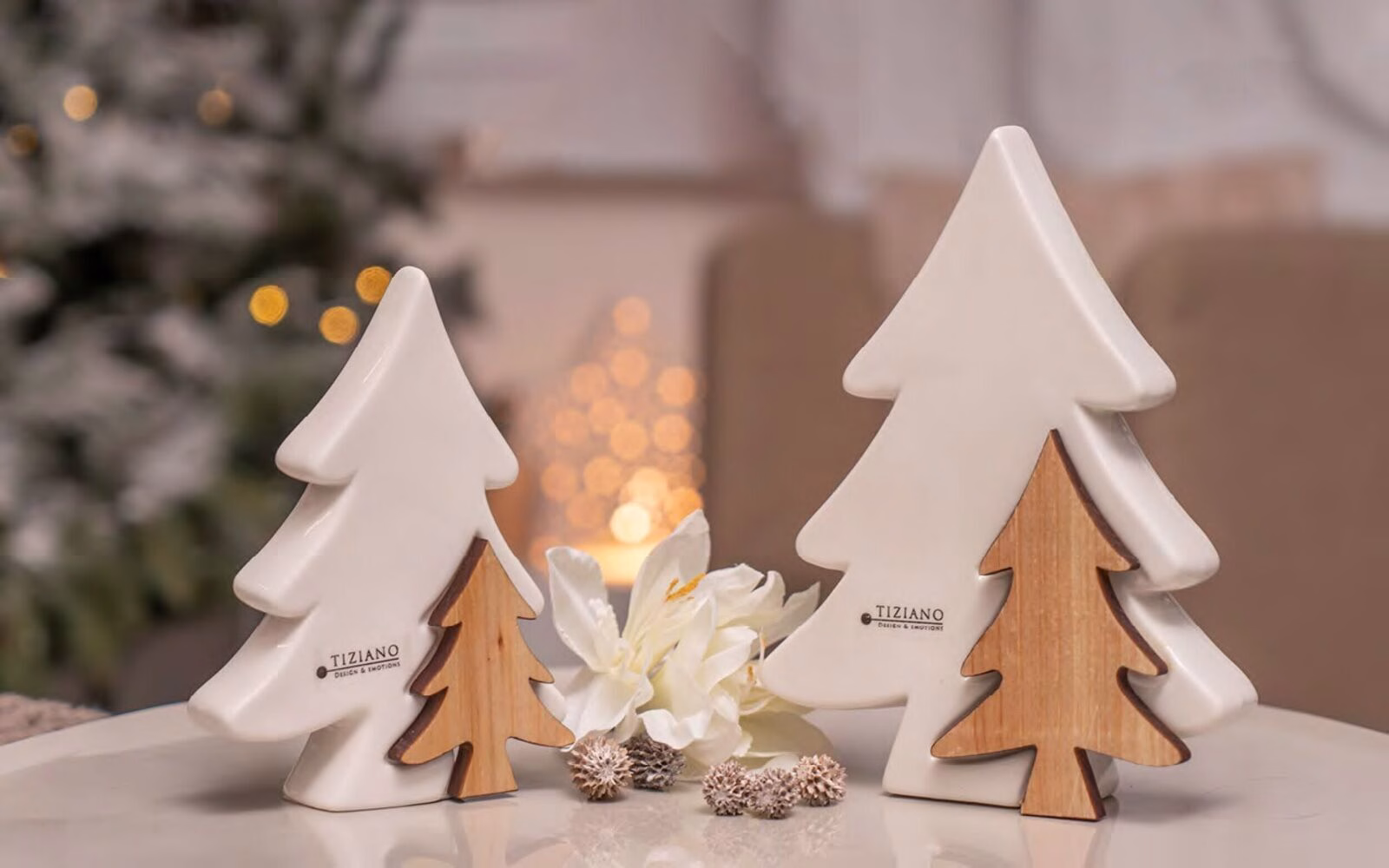 sannio1 Baum Sannio mit Holz 20cm cremeweiß