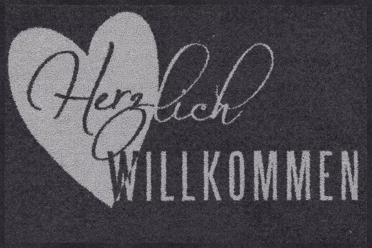 Wohnmatte Herzlich Grau