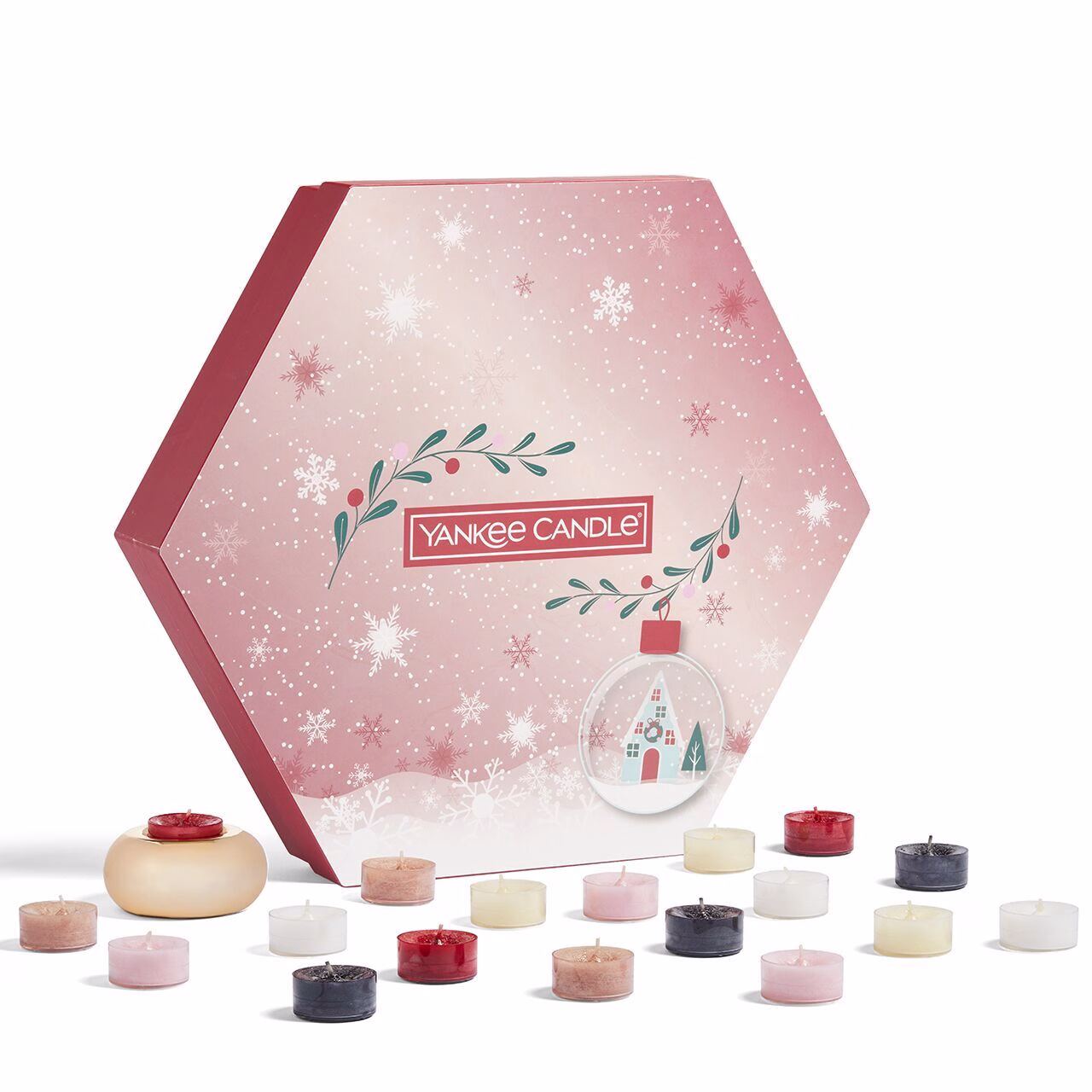 2022-05-06-Yankee-Candle-Q4-Silo-JN12156_18474-STACKEDE 18 Teelichter mit Halter Geschenkset Weihnachten Snow Globe Wonderland