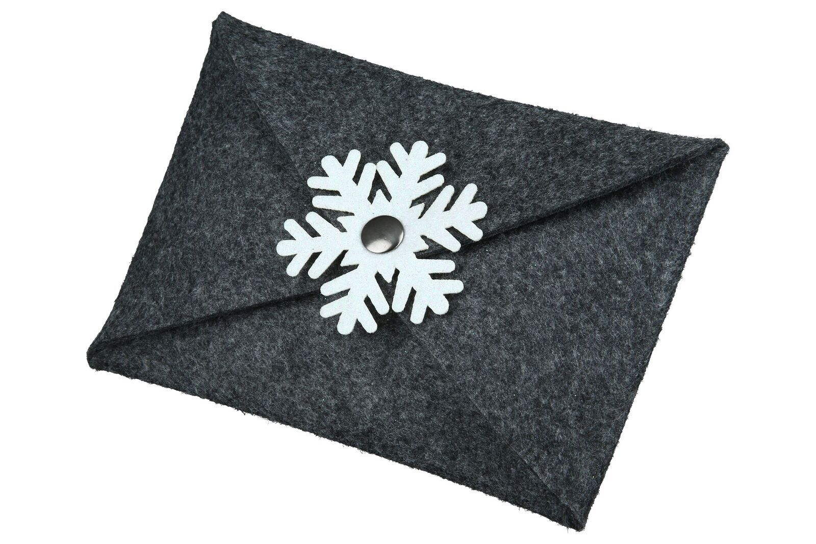 Geschenkkuvert Schneeflocke Filz dunkelgrau Briefumschlag, Post, Zubehör