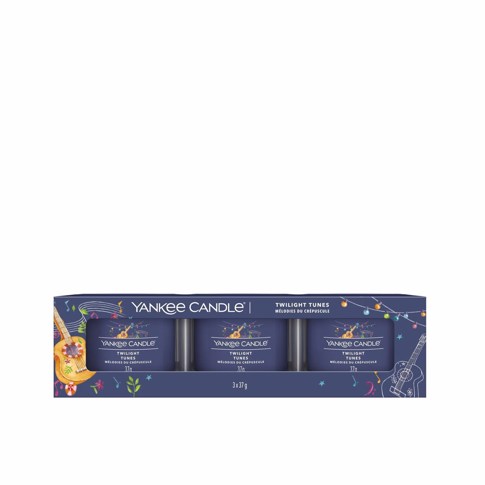 Twilight Tunes 37g Glasvotivkerze 3er Pack