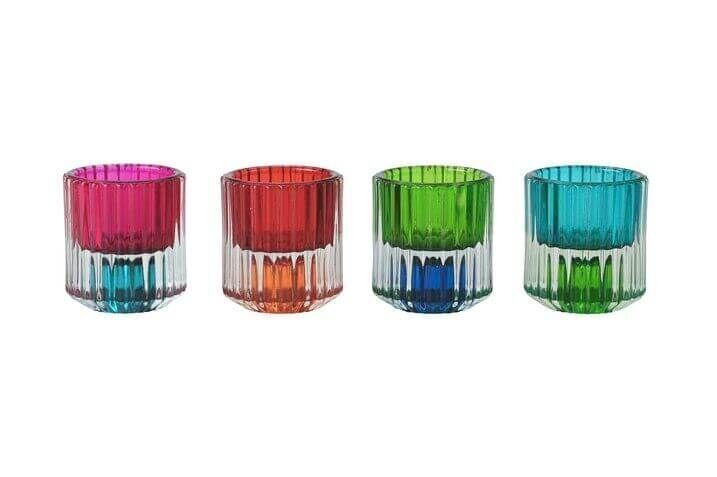 Jaquard Kerzenhalter 4er Set bunt