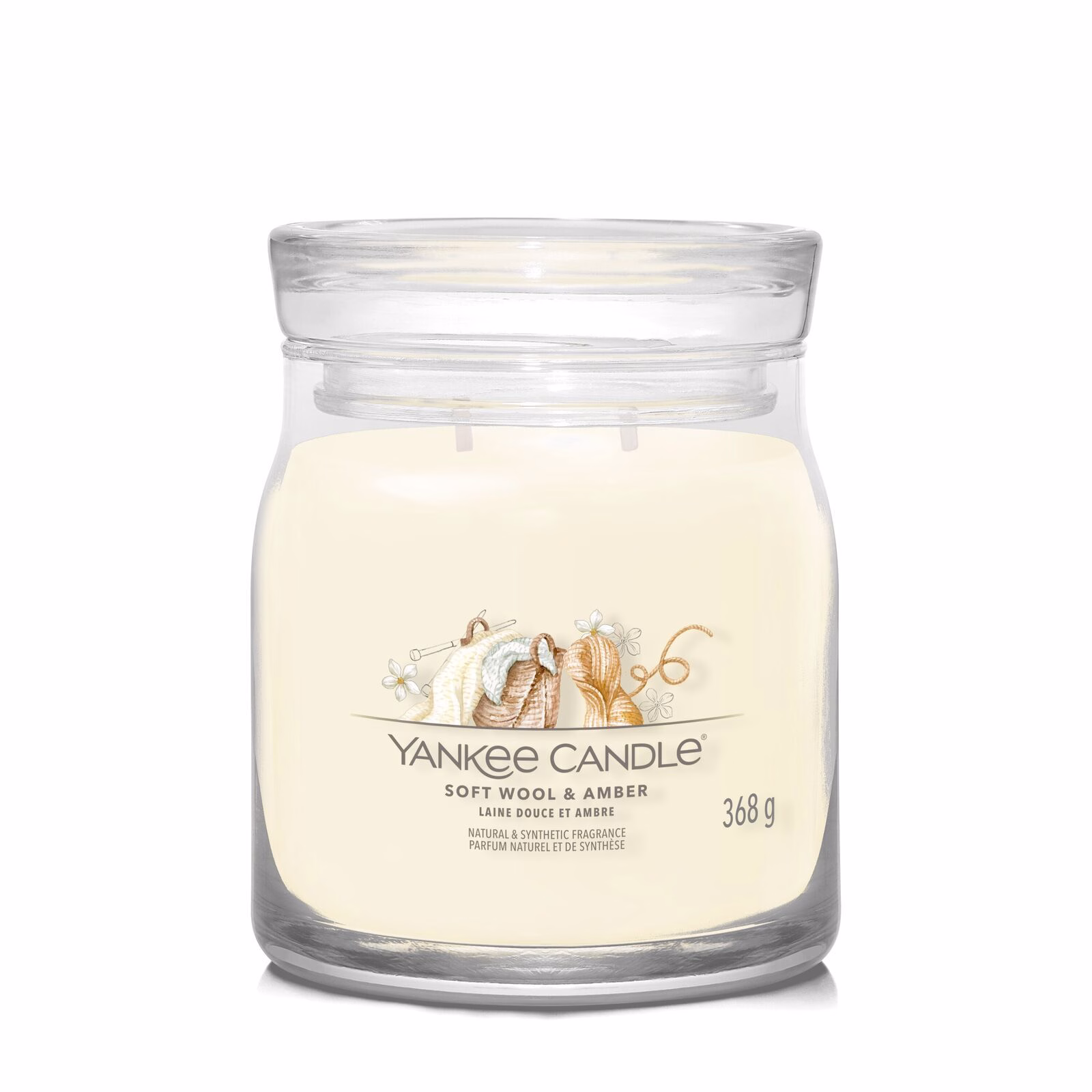 Soft Wool & Amber Signature Medium Jar 368g 2-Docht