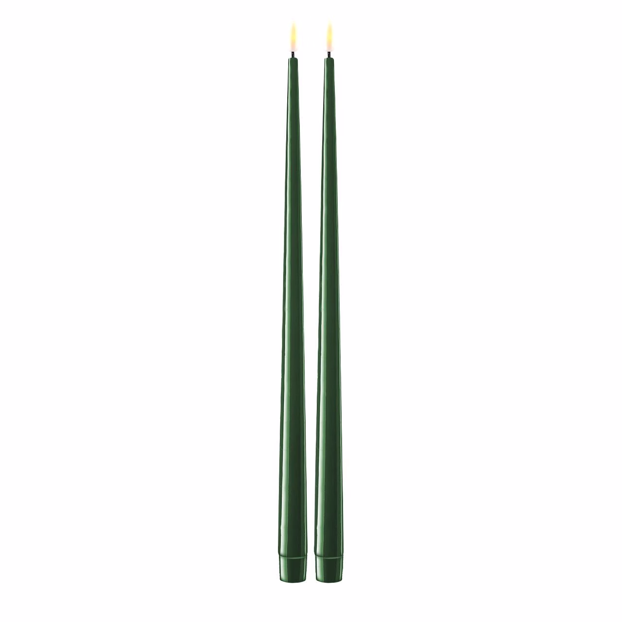 RF-K-0030 Stabkerze mit Lack LED 38 cm dunkelgrün 2 Stück