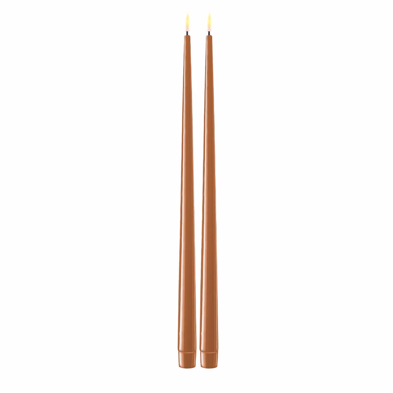 RF-K-0012 Stabkerze mit Lack LED 38 cm karamell 2 Stück