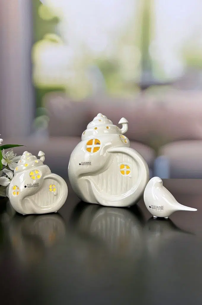Schneckenhaus Gardola 15cm LED cremeweiß