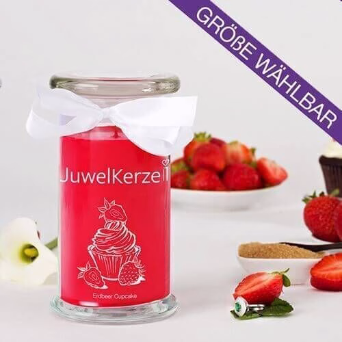 JuwelKerze Erdbeer Cupcake (Ring) 380g - Ring M