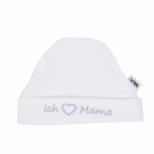 Baby-Mutze-Ich-liebe-Mama-Weiss Baby Mütze Ich liebe Mama (Weiß)