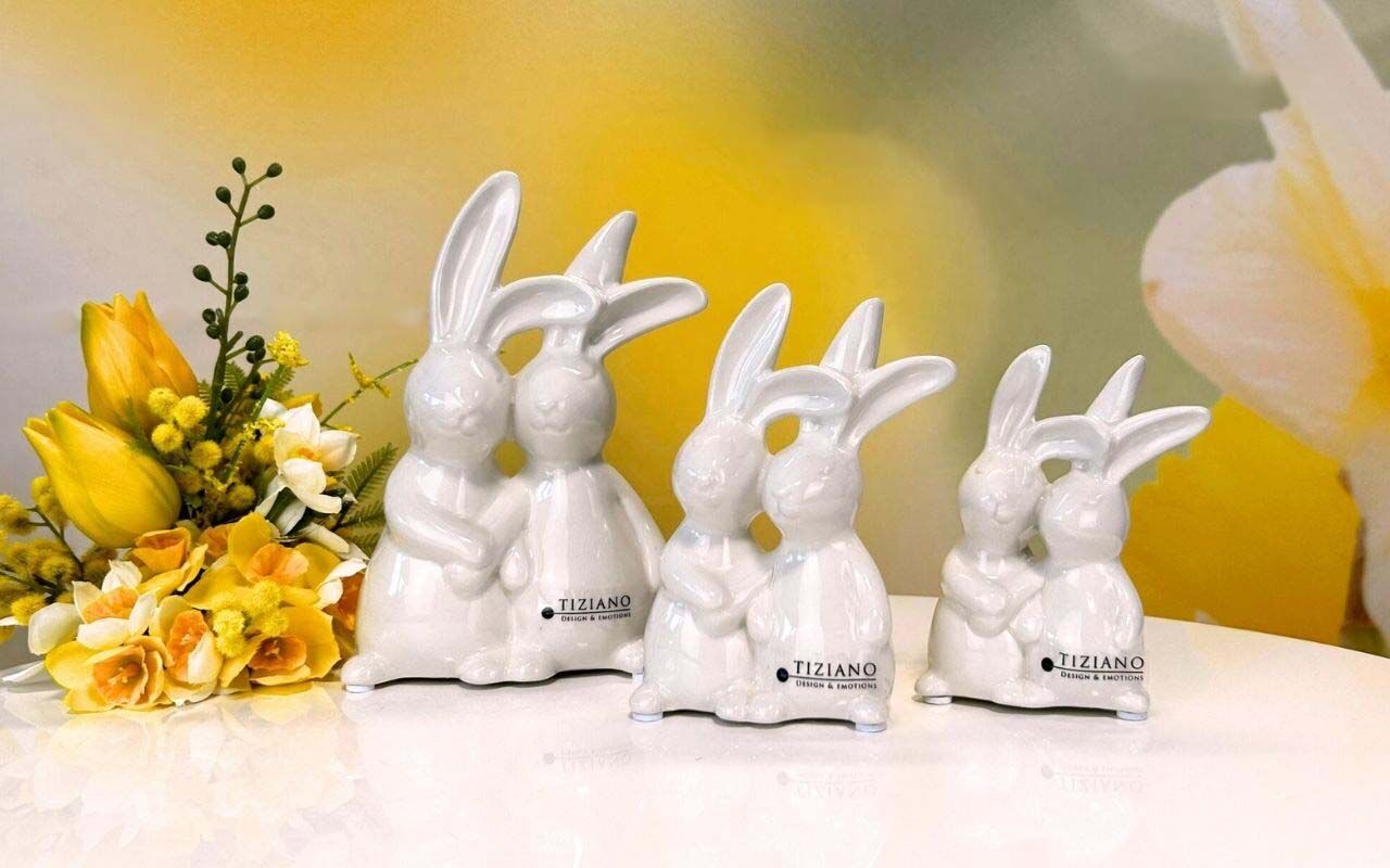 Hasenpaar Eddie 10cm cremeweiß Blume, Blumen-Arrangement, Spielzeug, Kunst, Figur