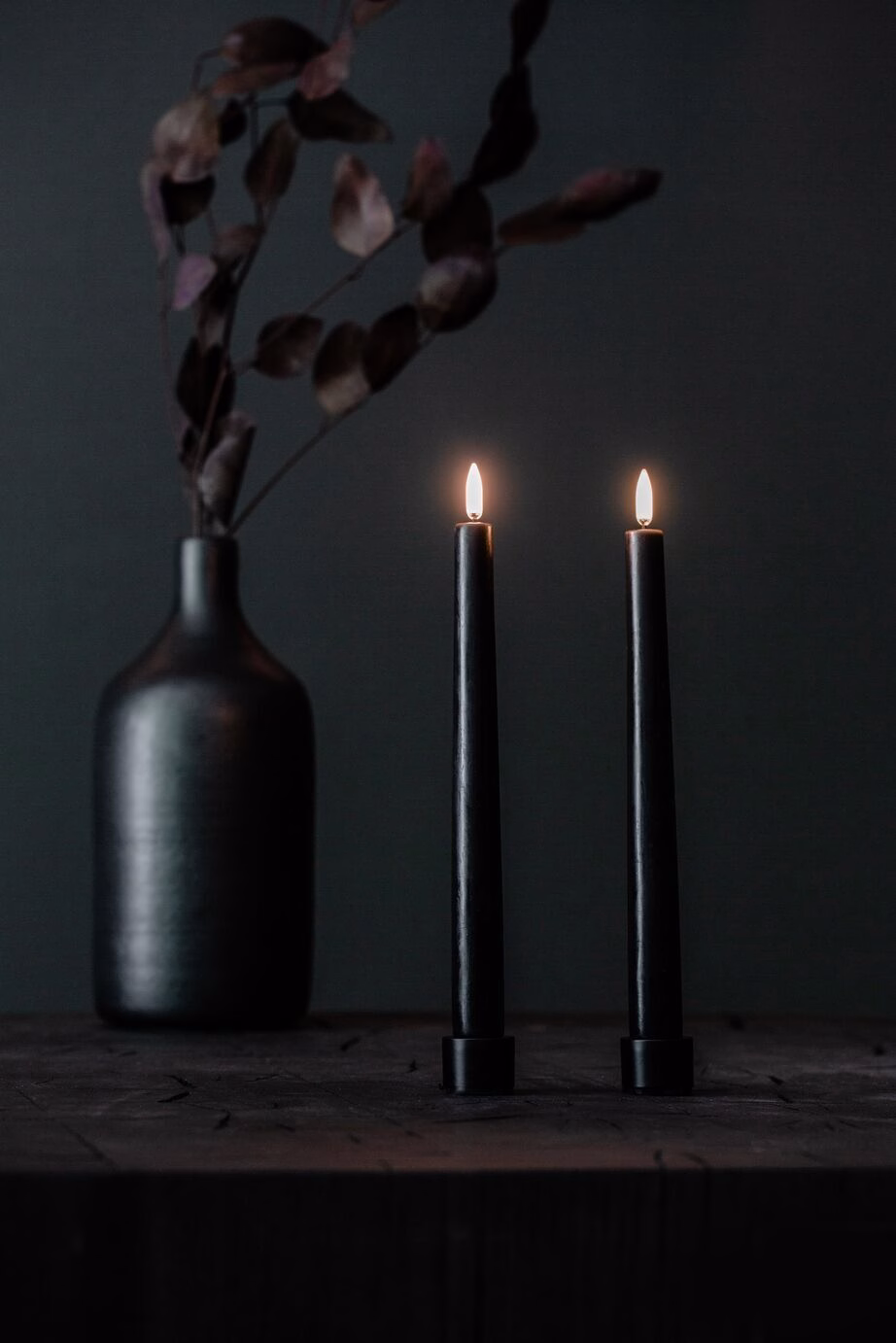 Uyuni-UL-PI-PB02325-2-Coloured-Taper-Candles-4 Uyuni LED Tafelkerze 20cm Plain Black 2 Stück