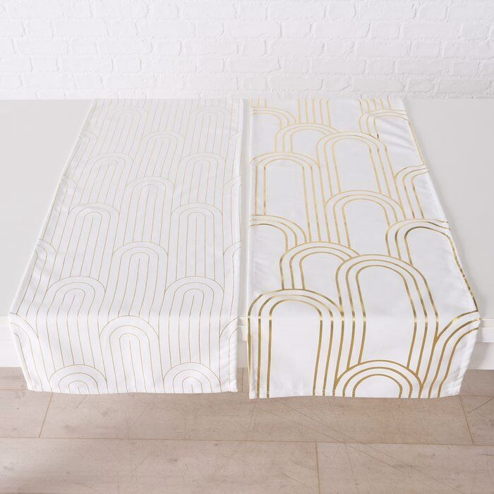Tischläufer Bogan weiß/gold Design 1