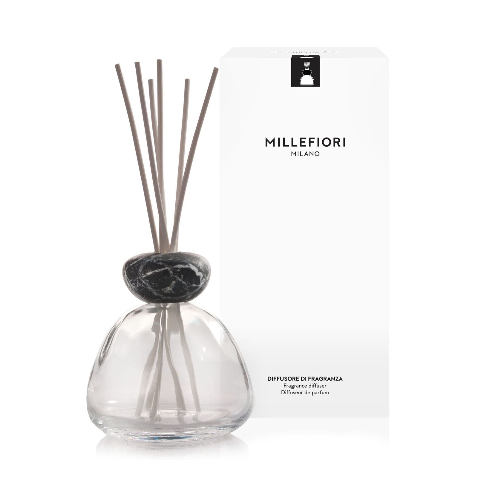 Marmorglas Reed Diffuser klar schwarz Marmorglas Reed Diffuser klar schwarz