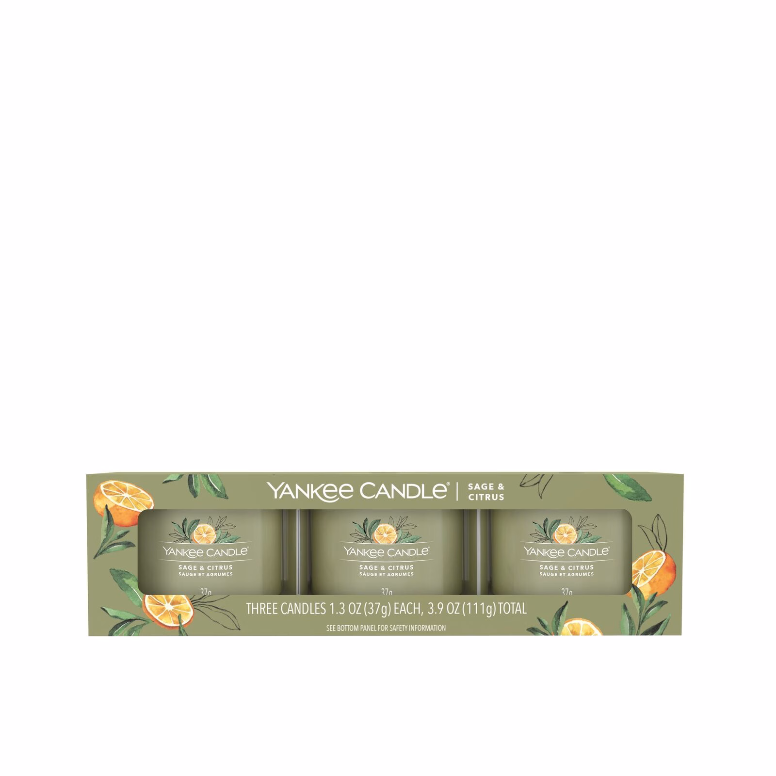 Signature-Filled-Votive_3-Pack_Sage-Citrus1 Sage & Citrus 37g Glasvotivkerze 3er Pack