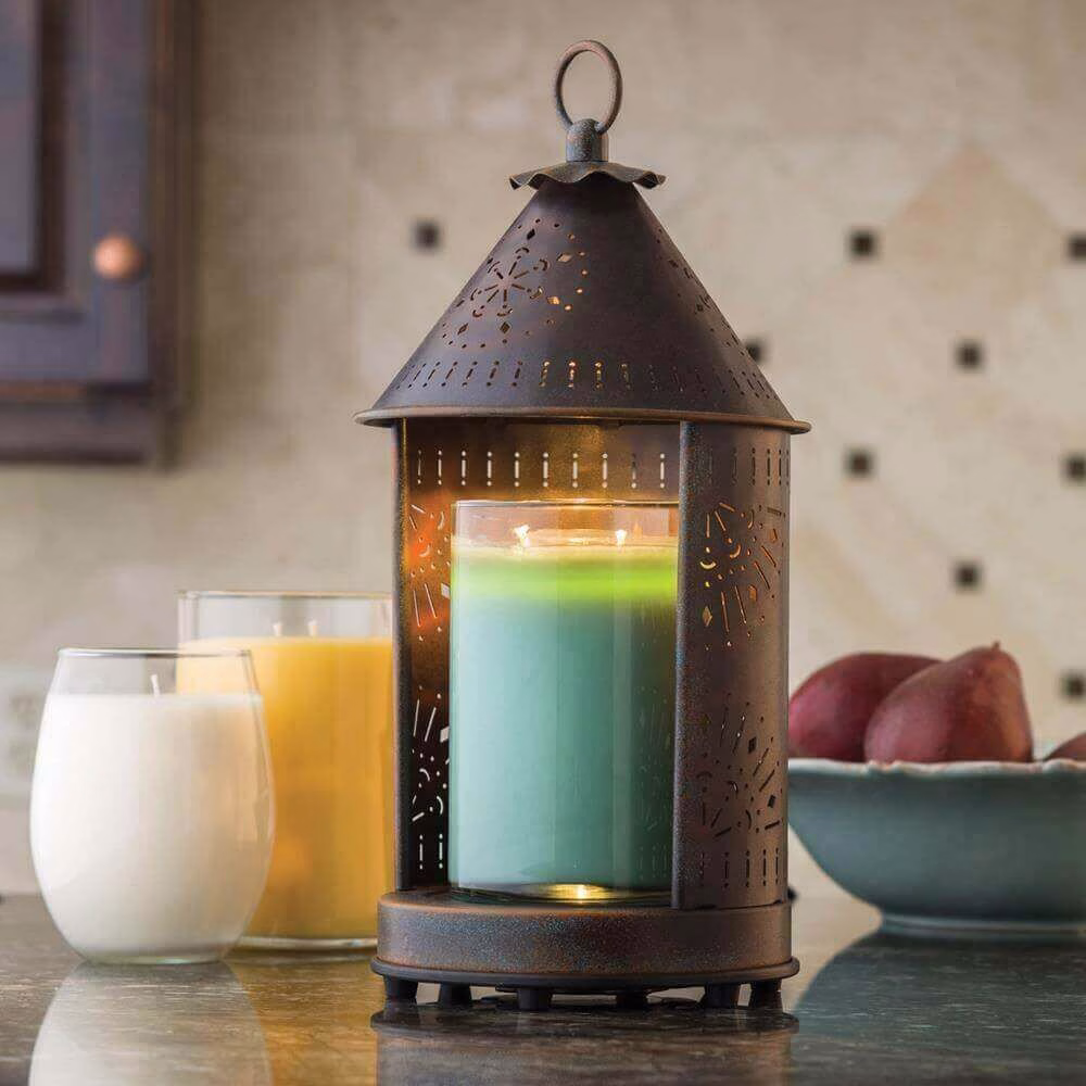 Candle-Warmers-Tin-Punched-Sunshine-Kerzenwarmer-Braun Candle Warmers Tin Punched Sunshine Laterne Kerzenwärmer