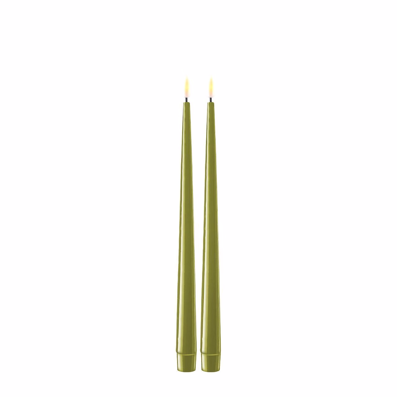 Stabkerze mit Lack LED 28 cm oliv 2 Stück