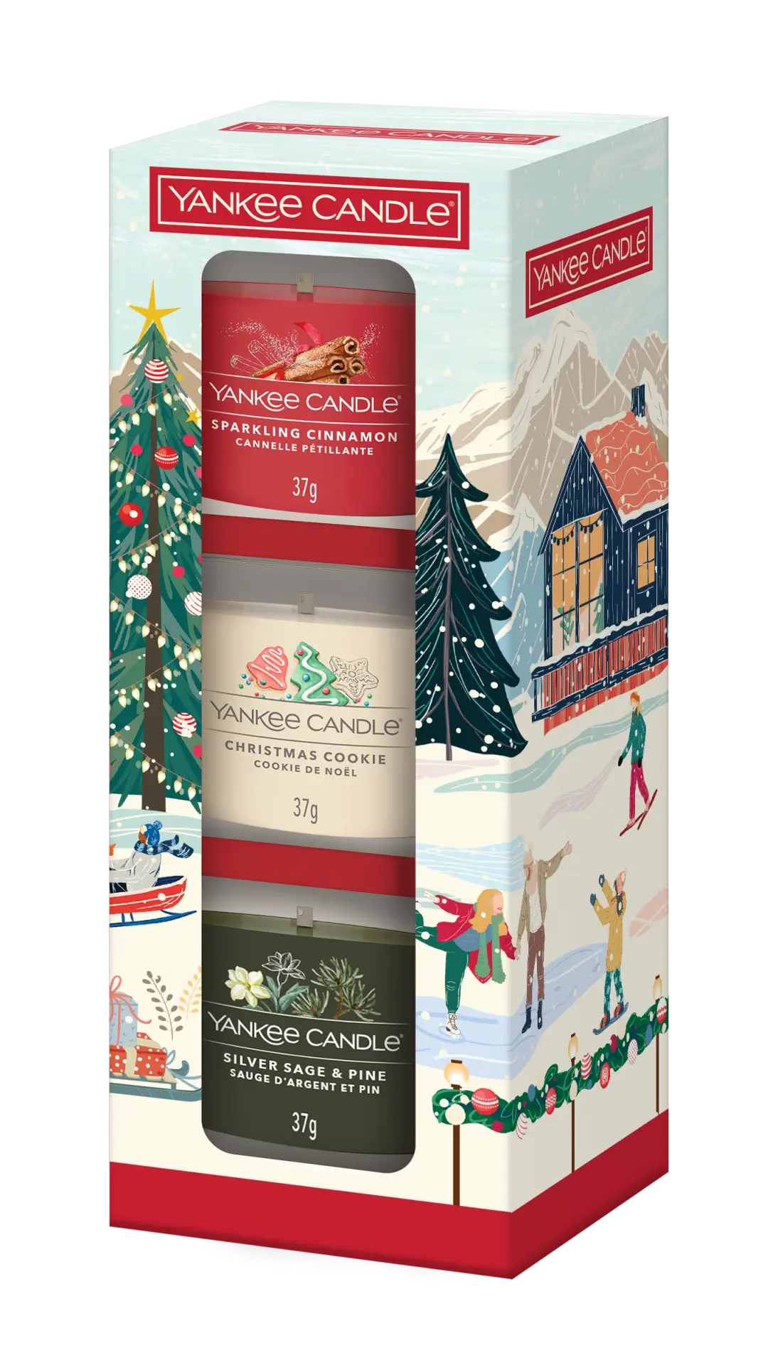 3 Glasvotivkerzen à 37g Geschenkset Christmas Classics