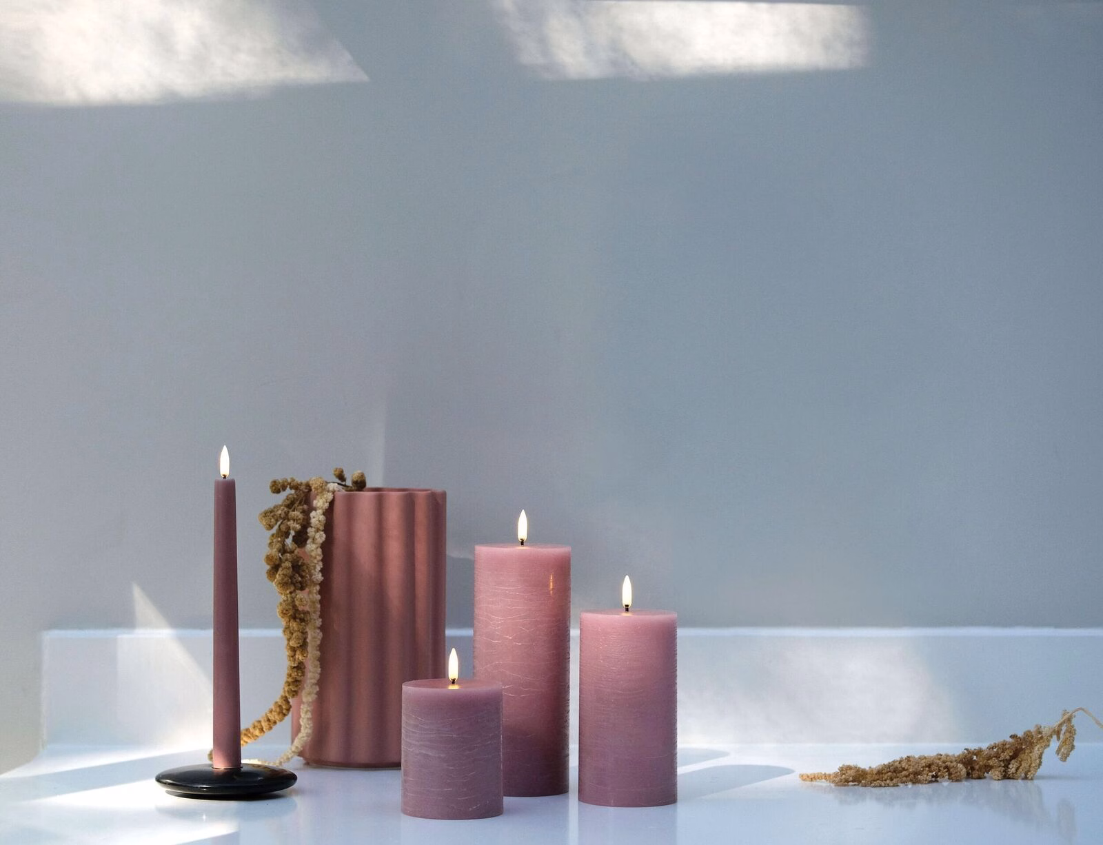 Uyuni LED Tafelkerze 25cm Dusty Rose 2 Stück