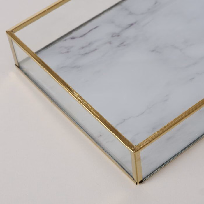 Deko Tablett Franziska 2 Stück Gold Glas
