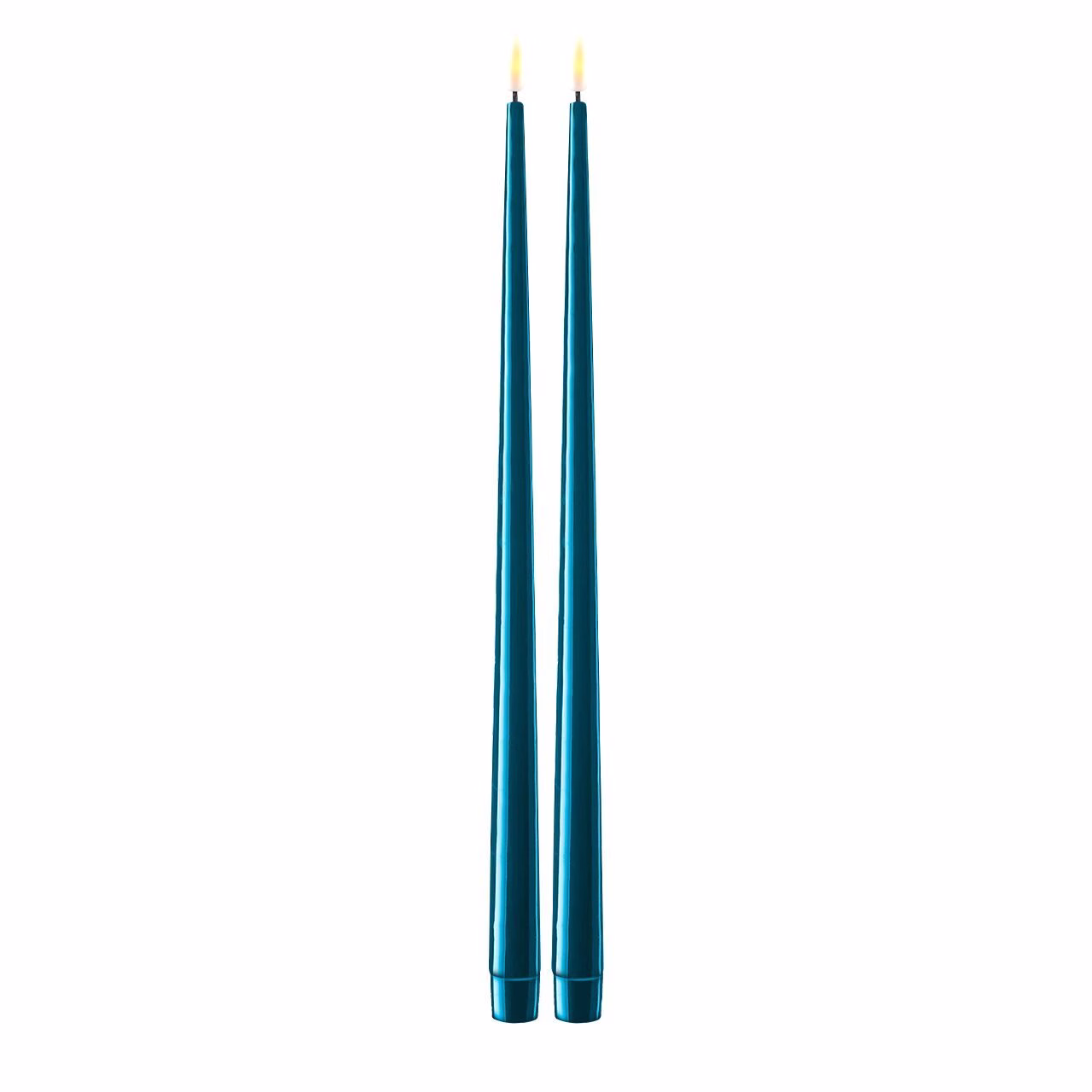 RF-K-0008 Stabkerze mit Lack LED 38 cm petrol 2 Stück