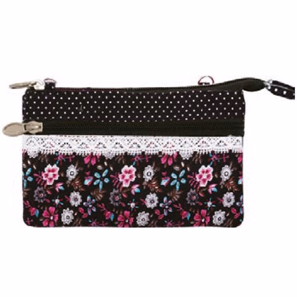 Patchwork Multifunktions-Tasche 077 black pink