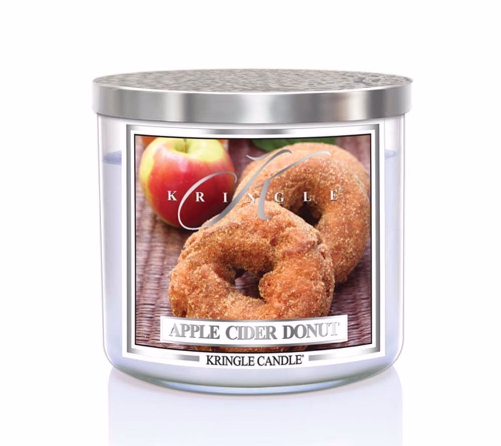 kringle_candle_apple_cider_donut_silver_lid_american_heritage Apple Cider Donut 396g Tumbler 3-Docht