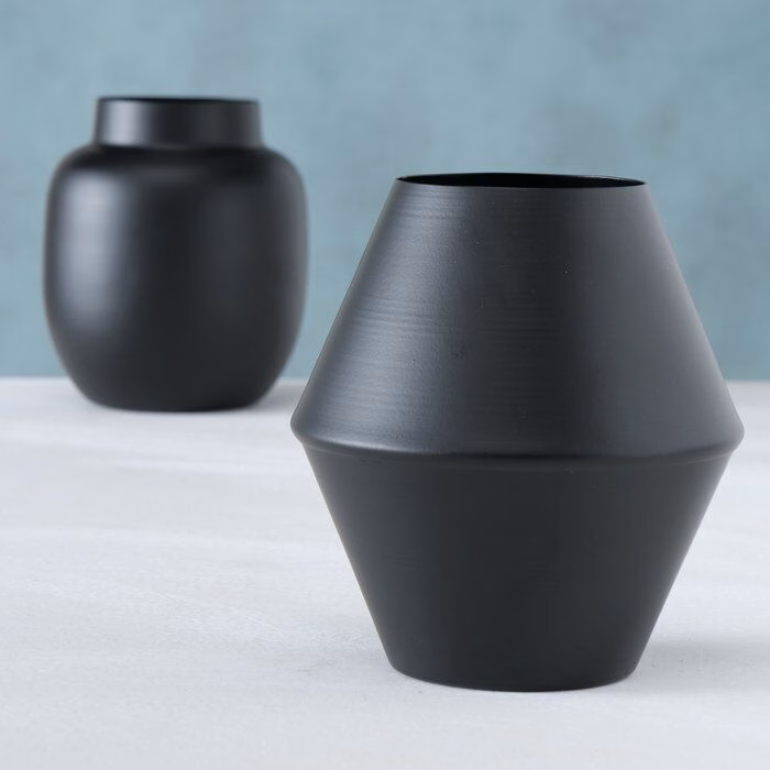 Vase Resto 14cm schwarz Metall rund