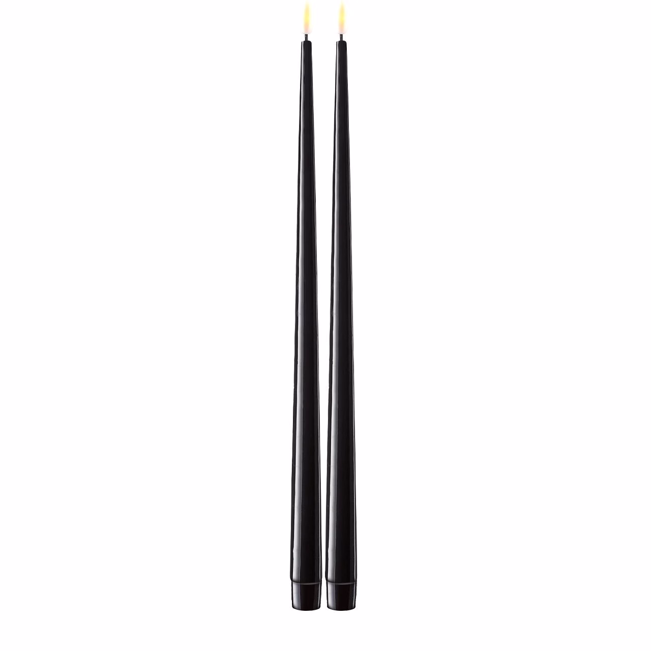 Stabkerze mit Lack LED 38 cm schwarz 2 Stück